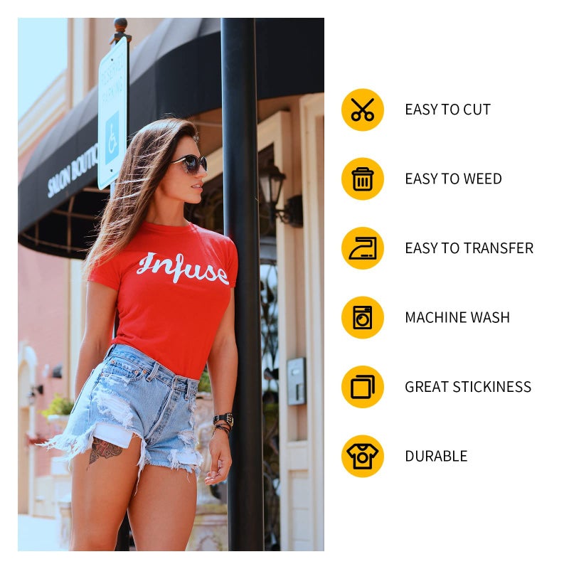 VinylRus فينيل نقل الحرارة من VinylRus - 12 × 35FT حديد أبيض على لفافة الفينيل للقمصان HTV فينيل للصور الظلية سهلة القطع والأعشاب - Image 4